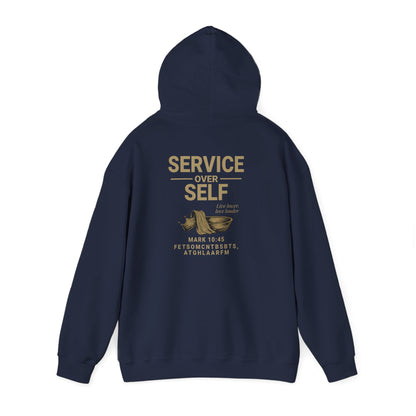 Service Over Self Hoodie | Unisex Christian Fleece Sweatshirt | Faith-Based Apparel & Gospel Conversation Starter