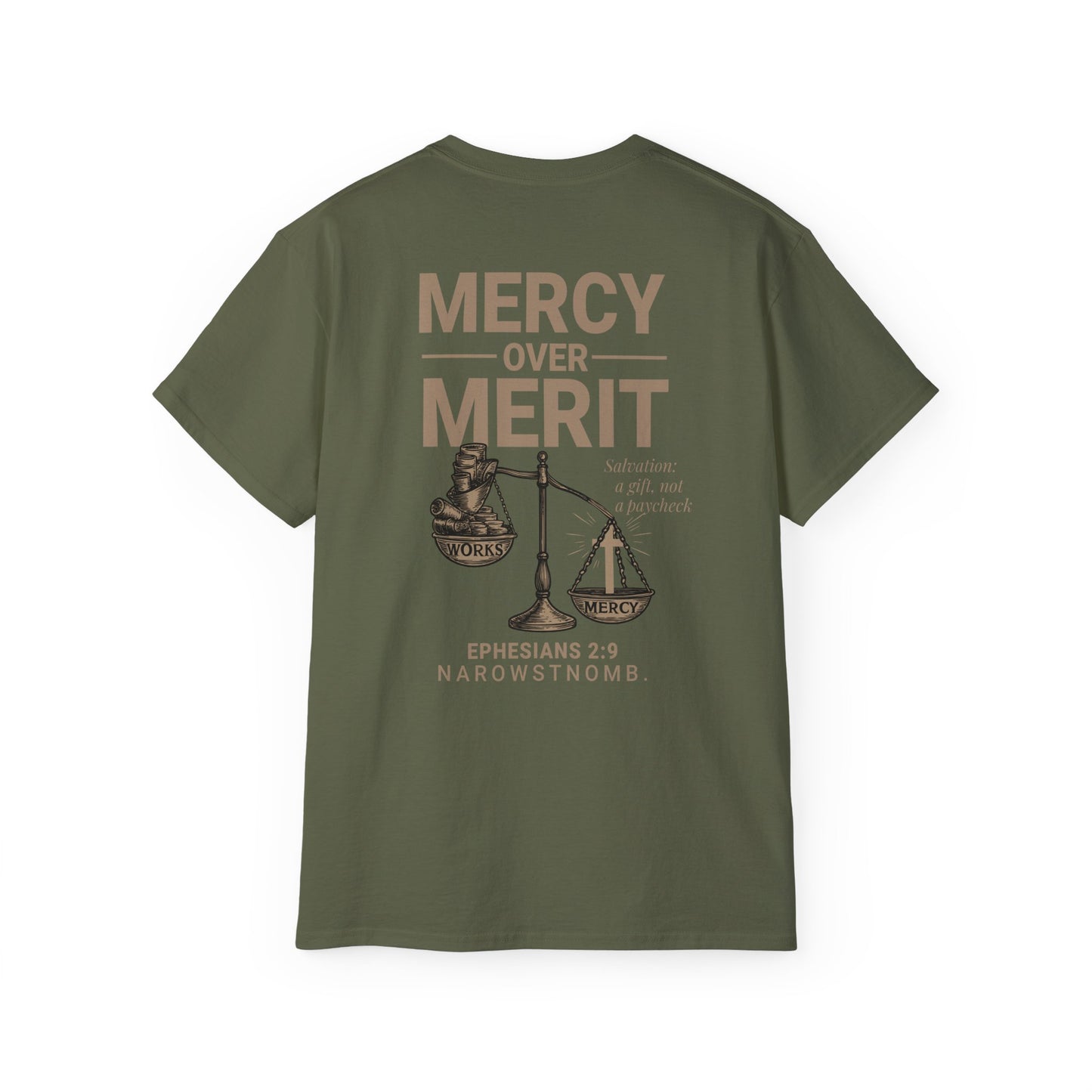 Mercy Over Merit T-Shirt | Unisex Christian Tee | Faith-Based Apparel & Gospel Conversation Starter