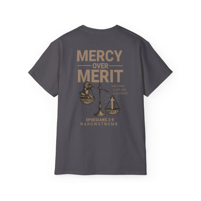 Mercy Over Merit T-Shirt | Unisex Christian Tee | Faith-Based Apparel & Gospel Conversation Starter