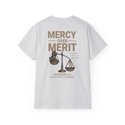Mercy Over Merit T-Shirt | Unisex Christian Tee | Faith-Based Apparel & Gospel Conversation Starter